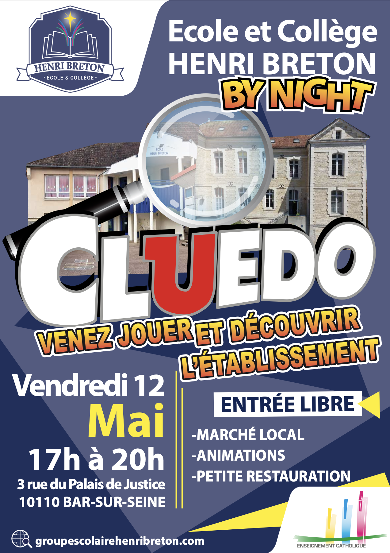 Cluedo by night à l&rsquo;école et collège Henri Breton à Bar-sur-seine !